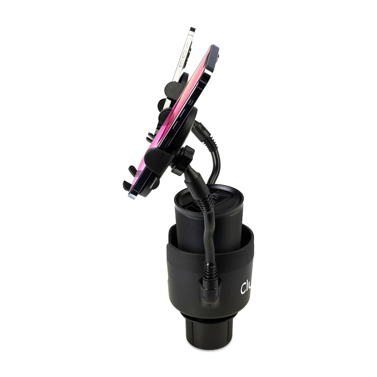 Black iLive™ Cup Holder with Dual Mobile Phone Mount