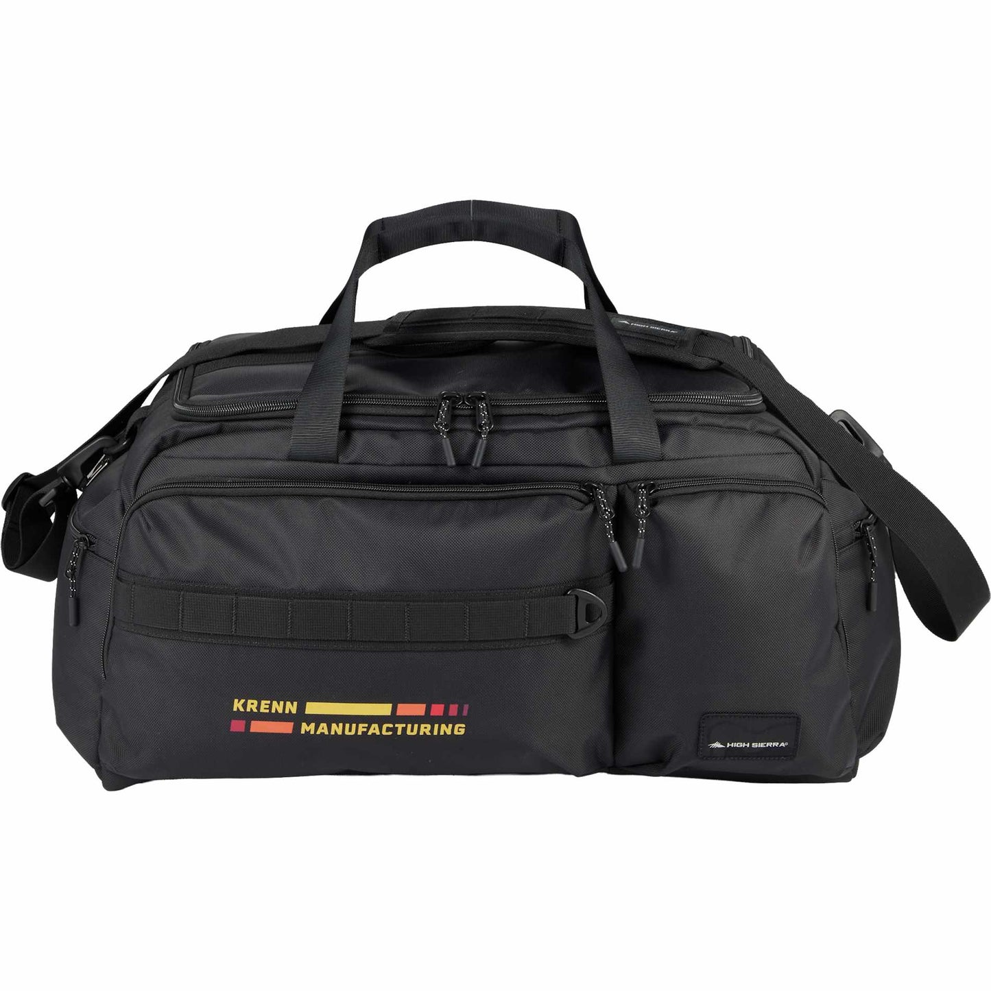 Front View of Black High Sierra Trekpoint Flap Duffle