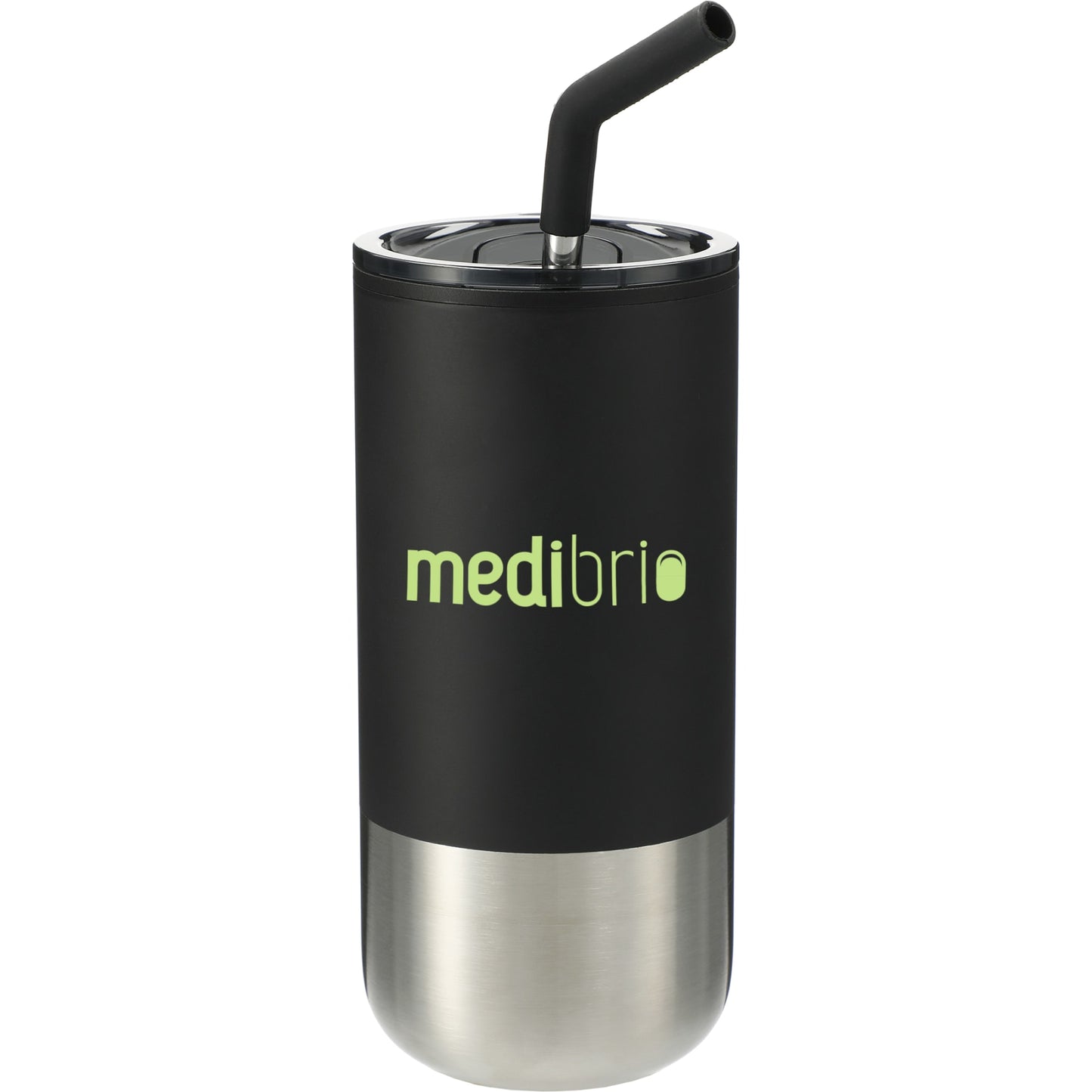 Front View of Black Lagom 16oz Tumbler w/ SS Straw
