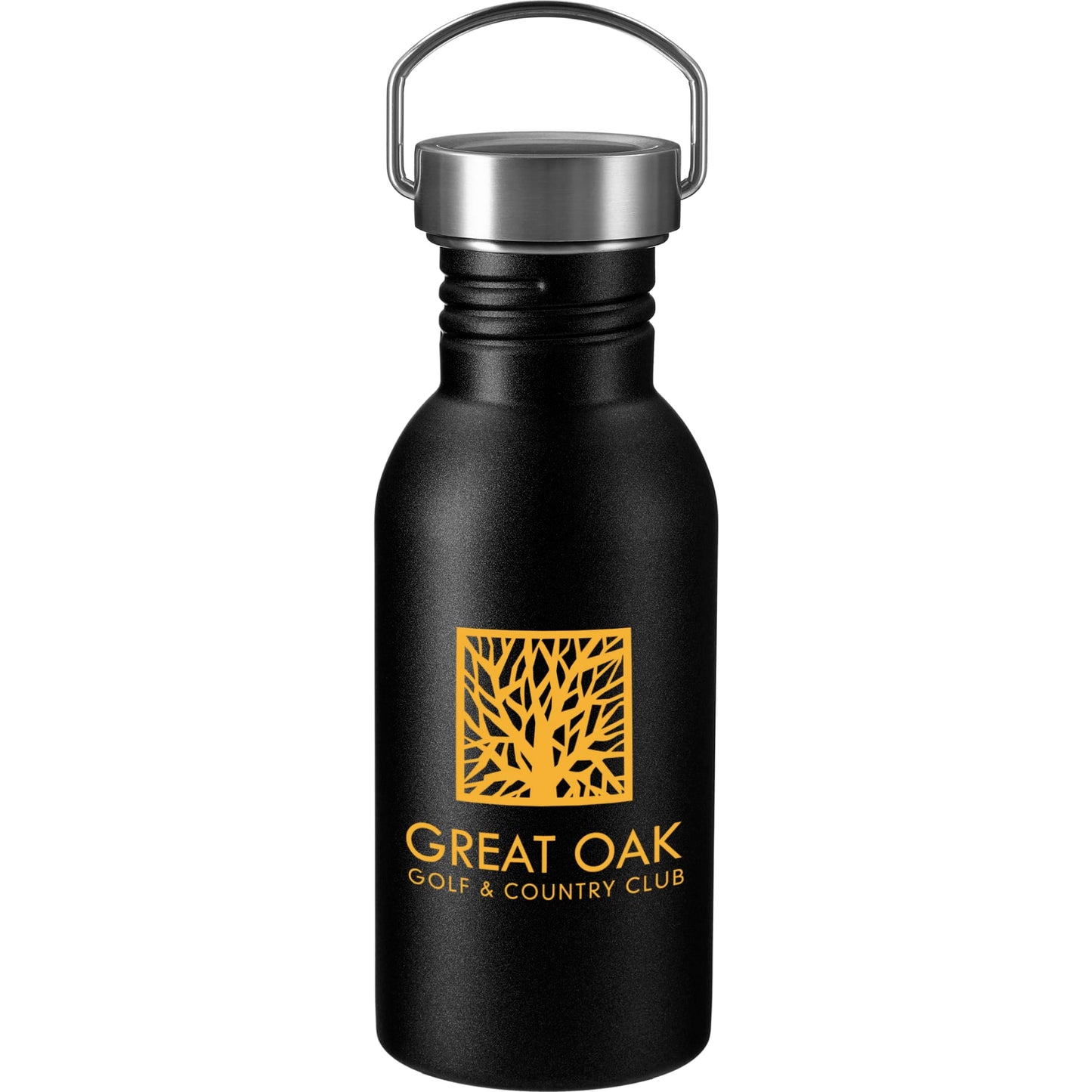 Front View of Black Thor 20oz Stainless Sports Bottle