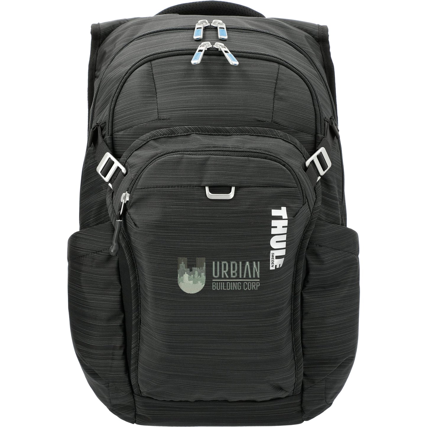 Front View of Black Thule Construct 16" Computer Backpack 24L