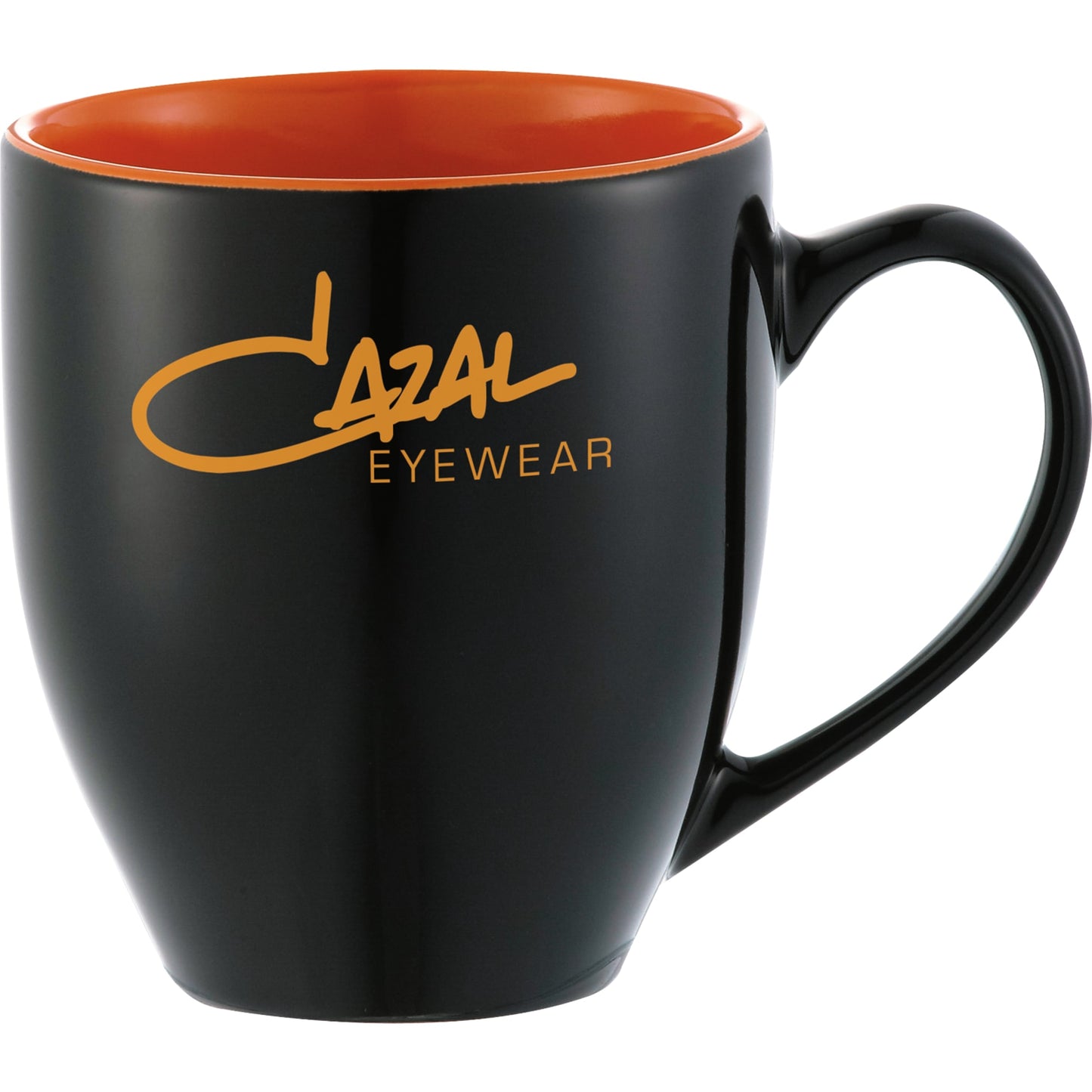 Front View of Black w - Orange Lining (BKOR) Zapata 15oz Ceramic Mug Electric