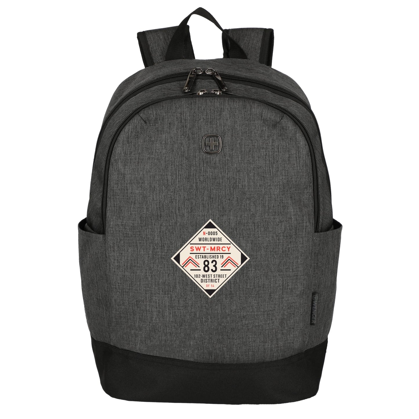 Front View of Black Wenger Recycled Storm 15" Laptop Backpack