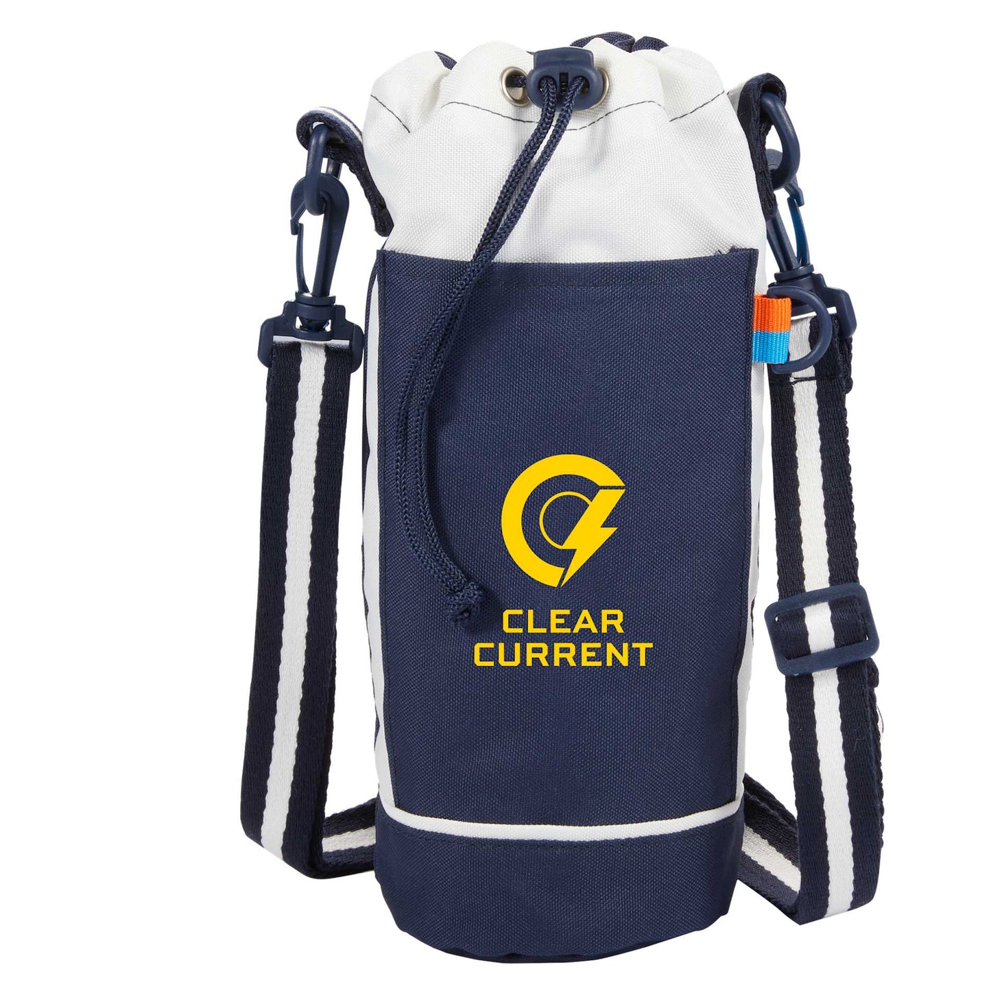 Front View of Blue Retro Sport Recycled Bottle Sling