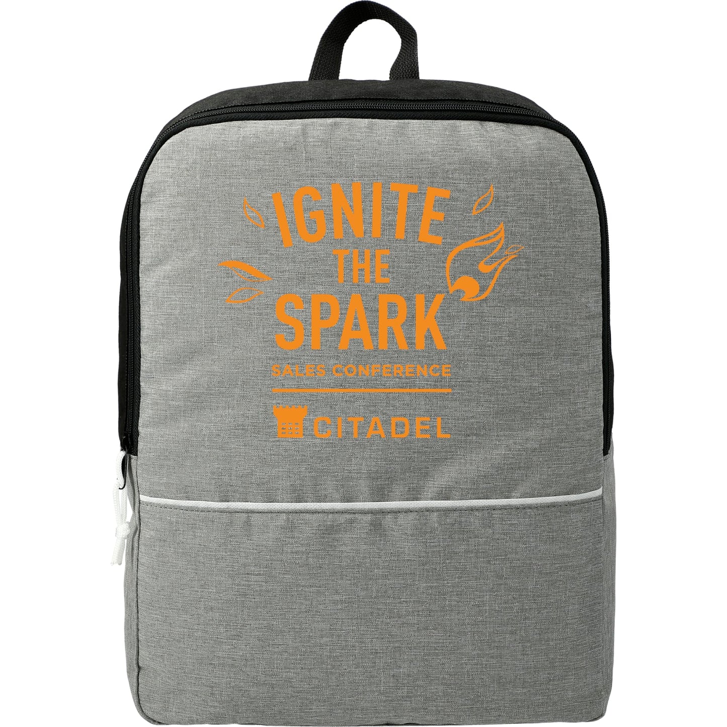 Front View of Gray Stone Backpack