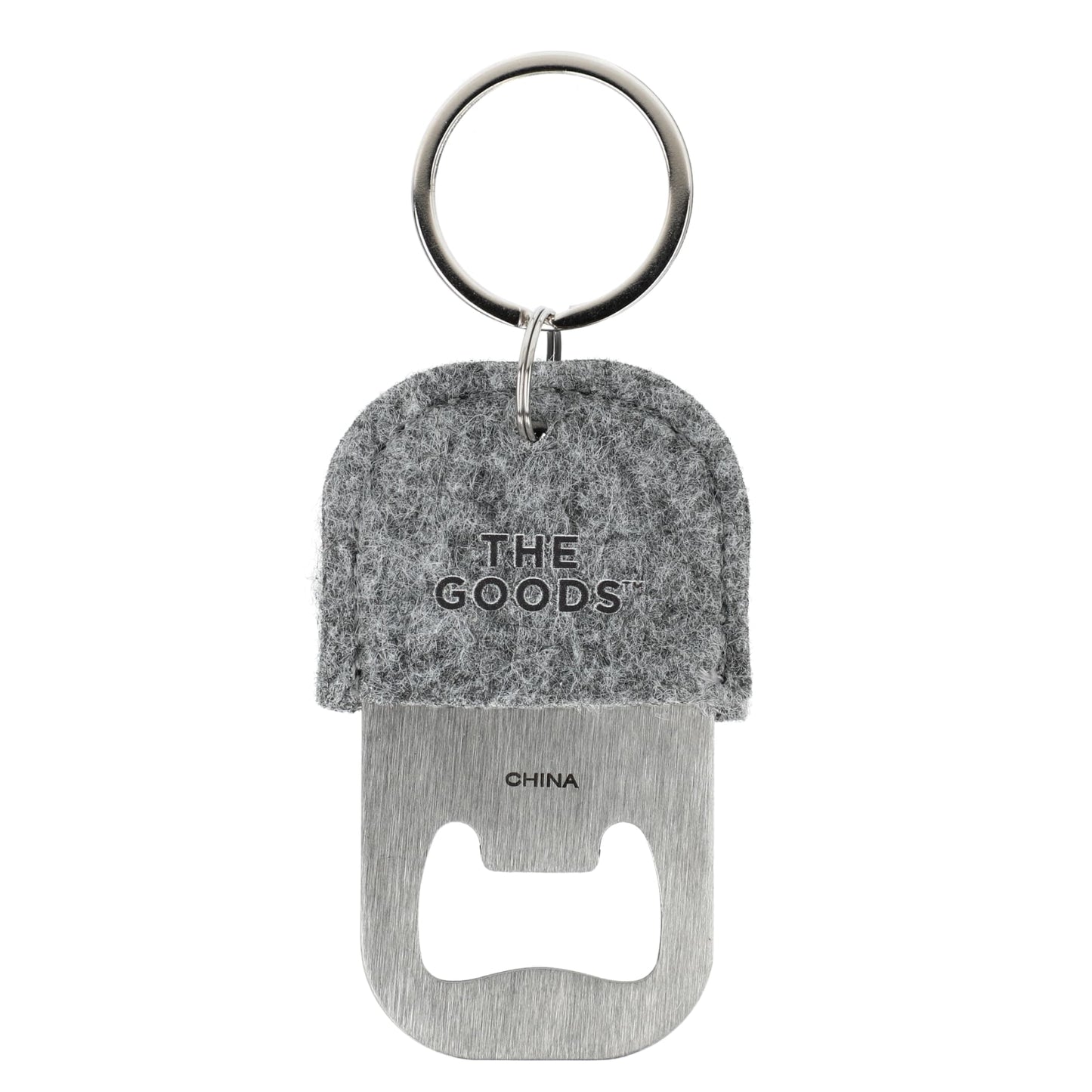 Front View of Gray THE GOODS™ Recycled Felt Bottle Opener