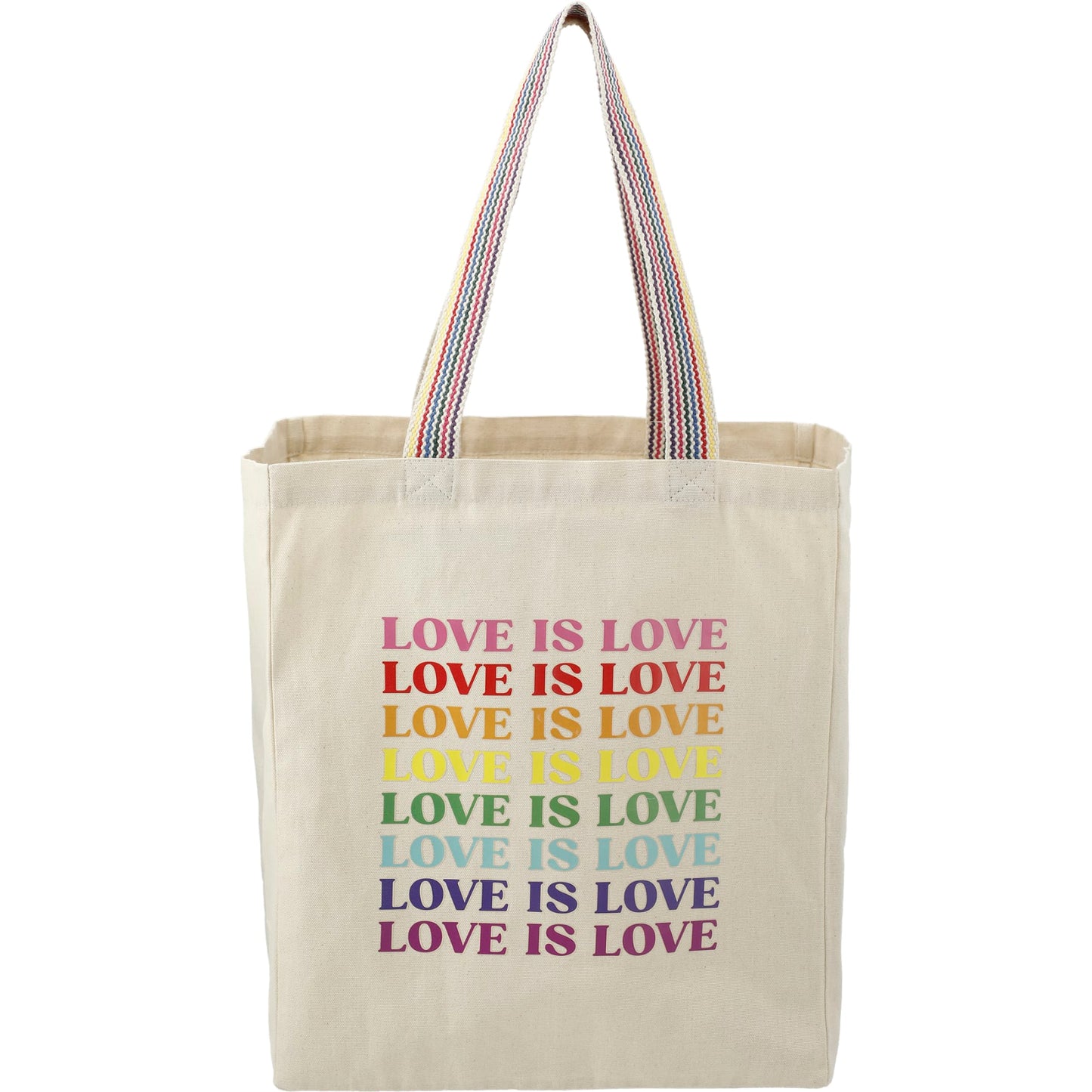 Front View of Natural Rainbow Recycled 6oz Cotton Grocery Tote