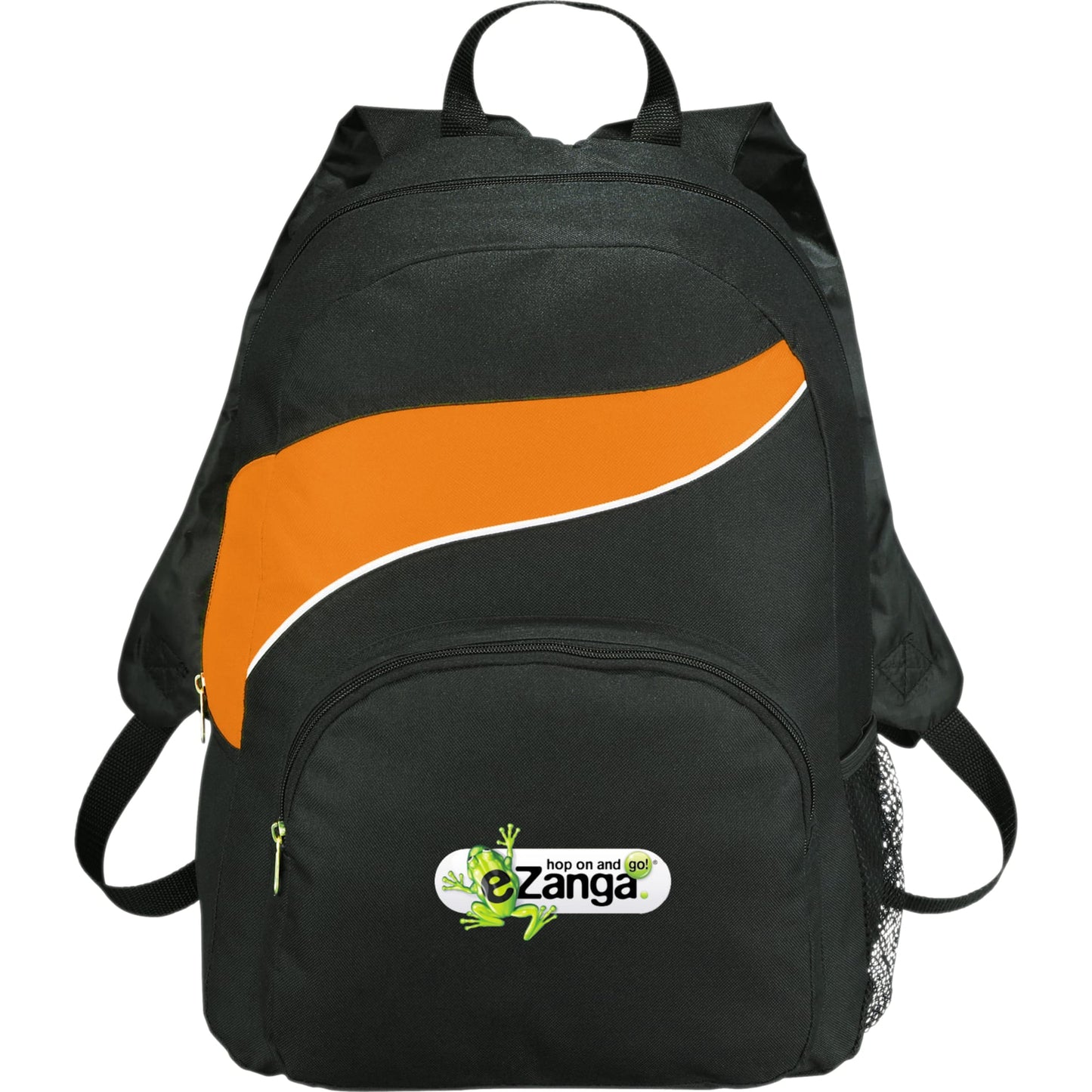 Front View of Orange Tornado Deluxe Backpack