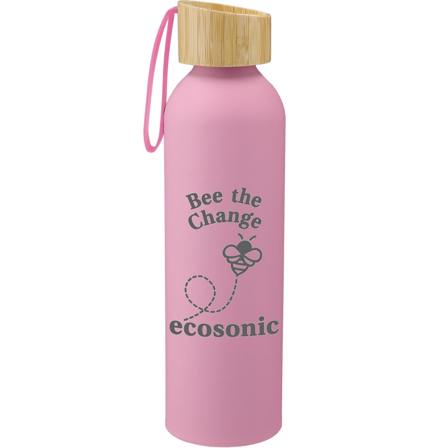 Front View of Pink FSC®100% Bamboo lid Ryze 22oz Aluminum Bottle