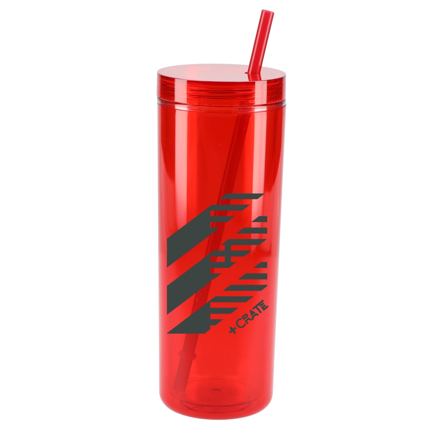 Front View of Red Chroma Recycled Acrylic Straw Tumbler 16oz