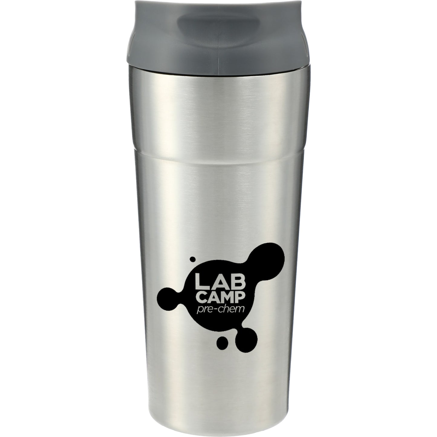 Front View of Silver Frenchie Tumbler 17oz