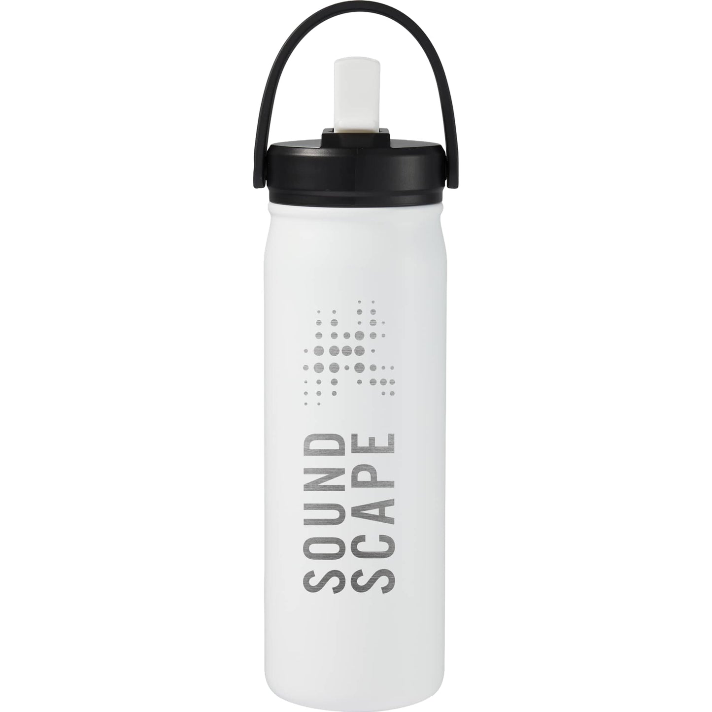 Front View of White Carpo 20oz Straw lid Vacuum Bottle