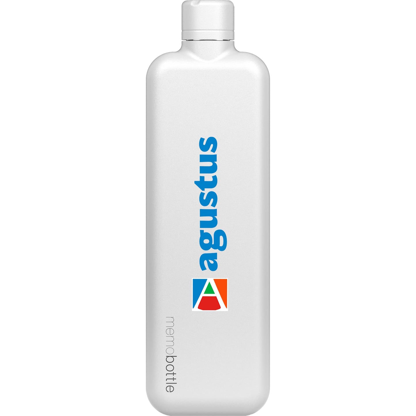 Front View of White SLIM Stainless Steel memobottle