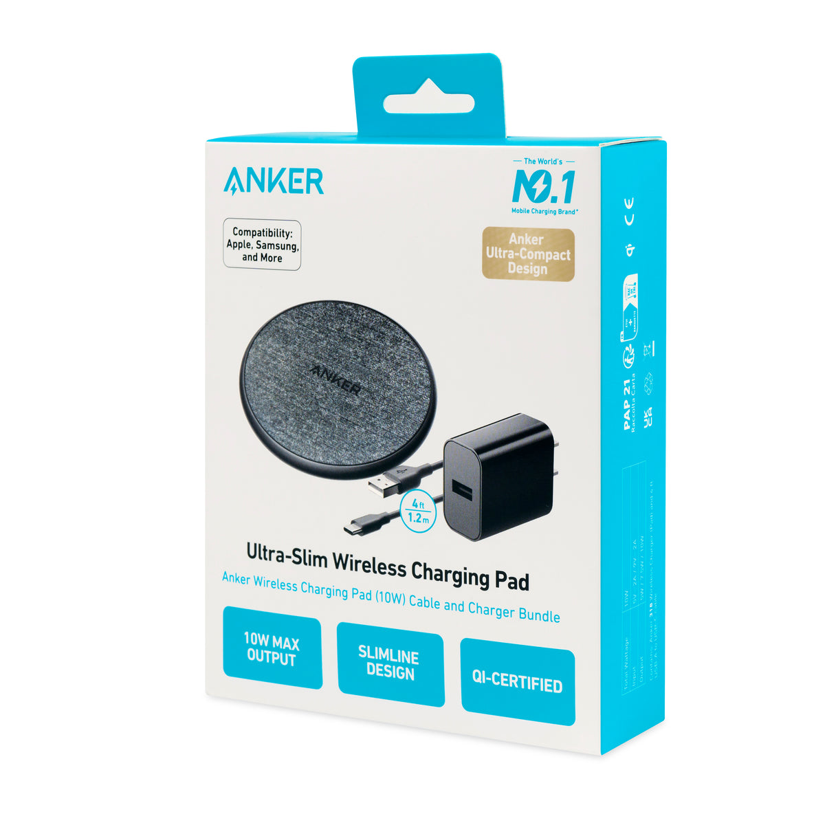 Black Anker® 318 Wireless Charging Pad plain