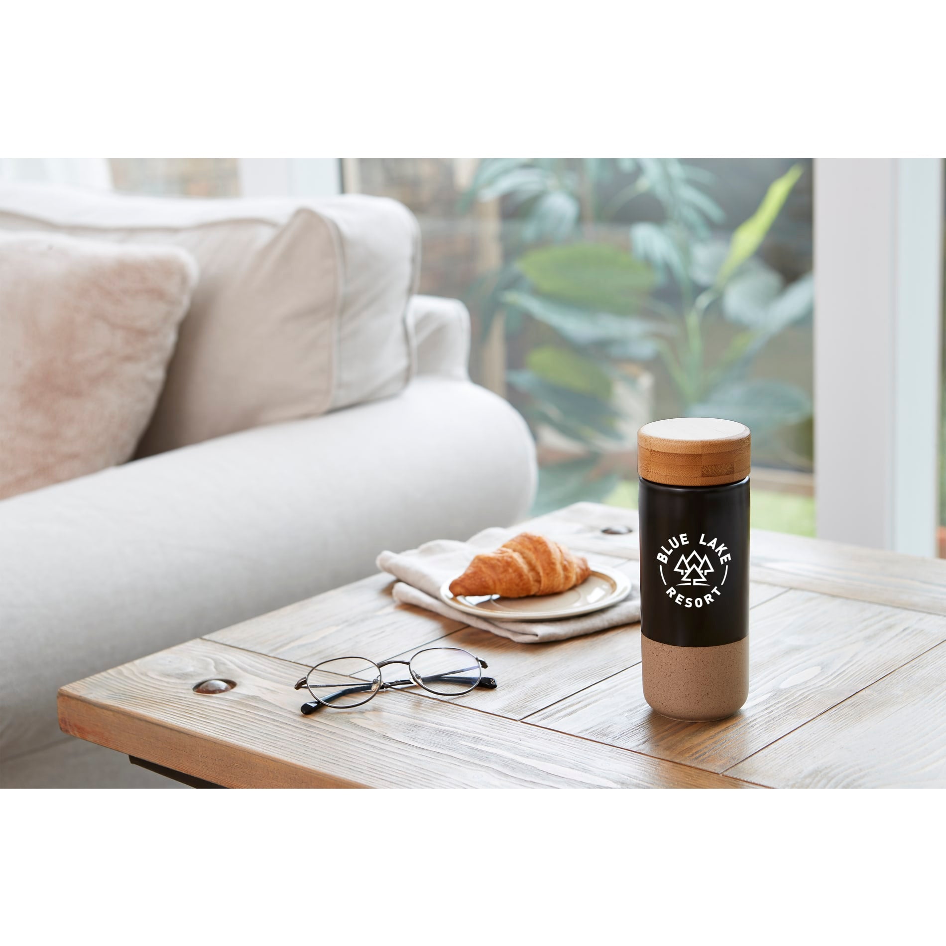 Black Arlo Ceramic Tumbler with Bamboo lid 11oz