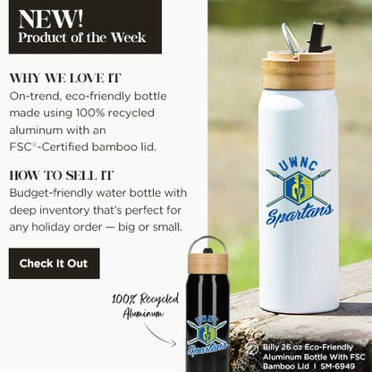 Black Billy 26oz ECO Aluminum Bottle w/ FSC® Bamboo Lid