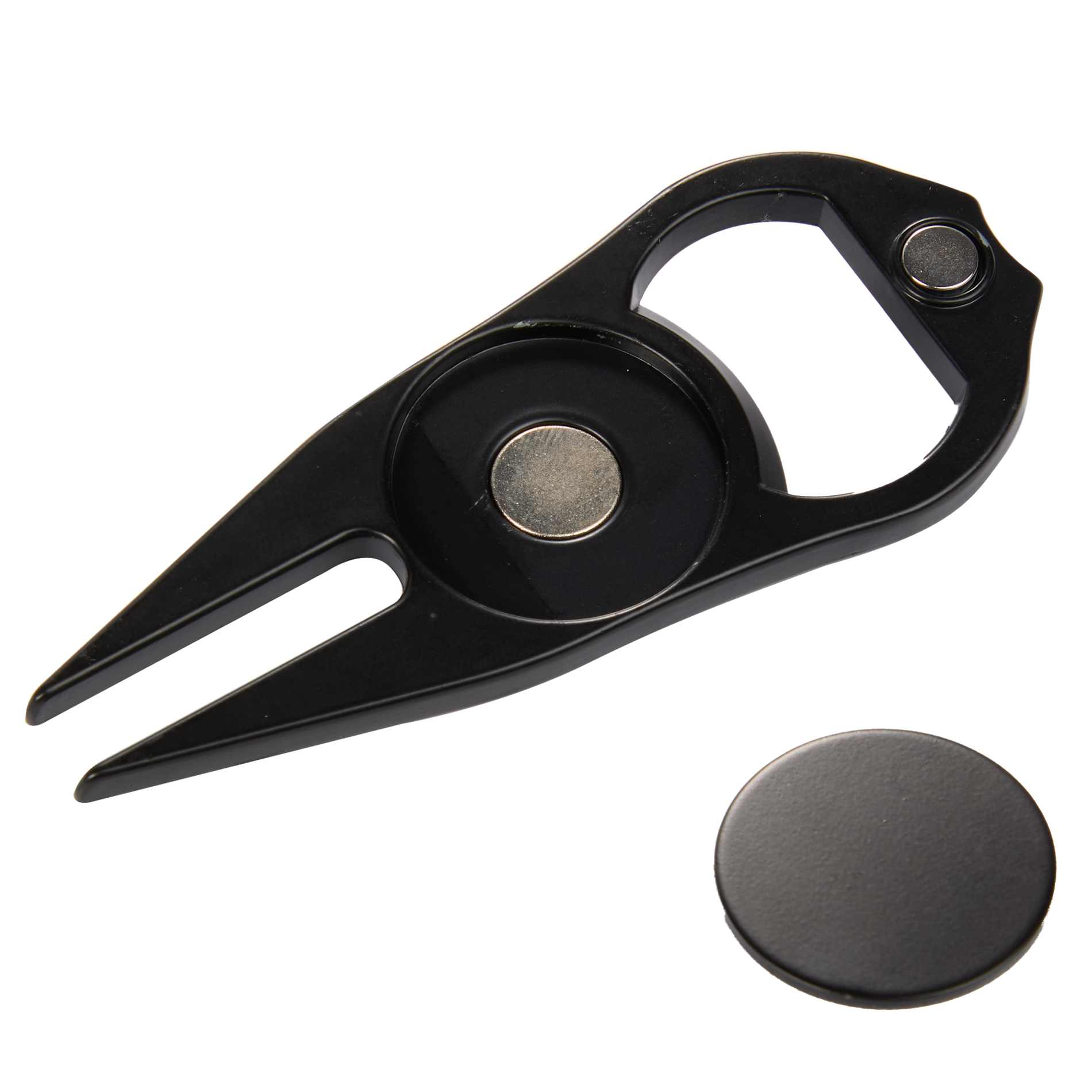 Black Bottle Opener Divot Tool with Ball Marker plain