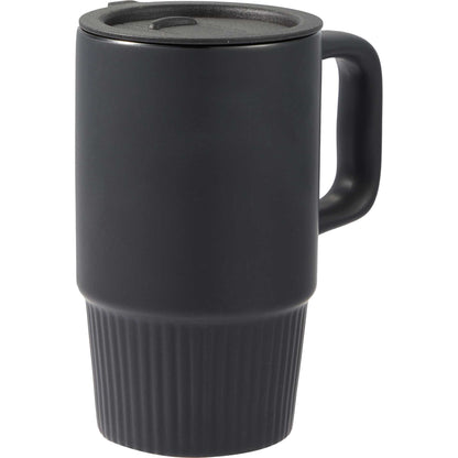 Black Camden 13oz Ceramic Mug w/ Lid plain