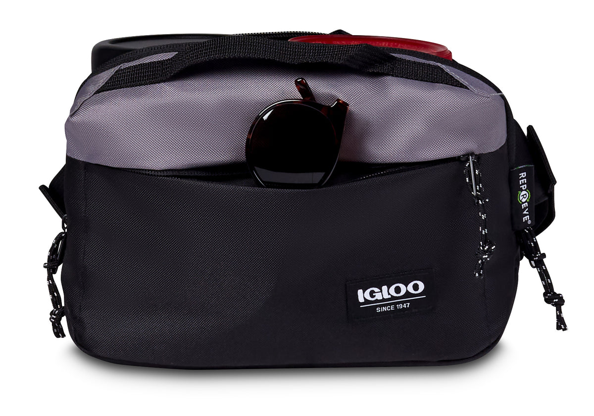 Black-Dark Grey Igloo® Fundamentals Hip Pack Cooler plain