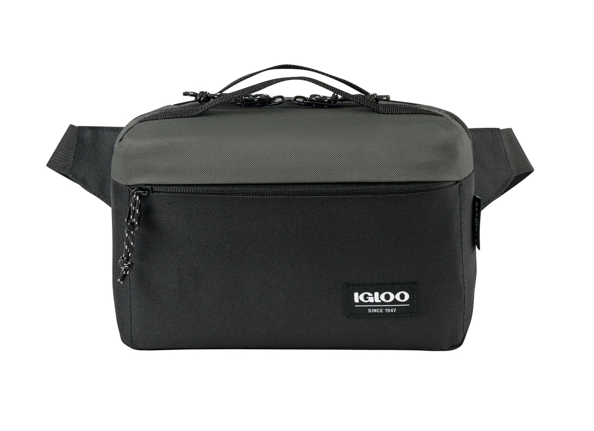 Black-Dark Grey Igloo® Fundamentals Hip Pack Cooler plain