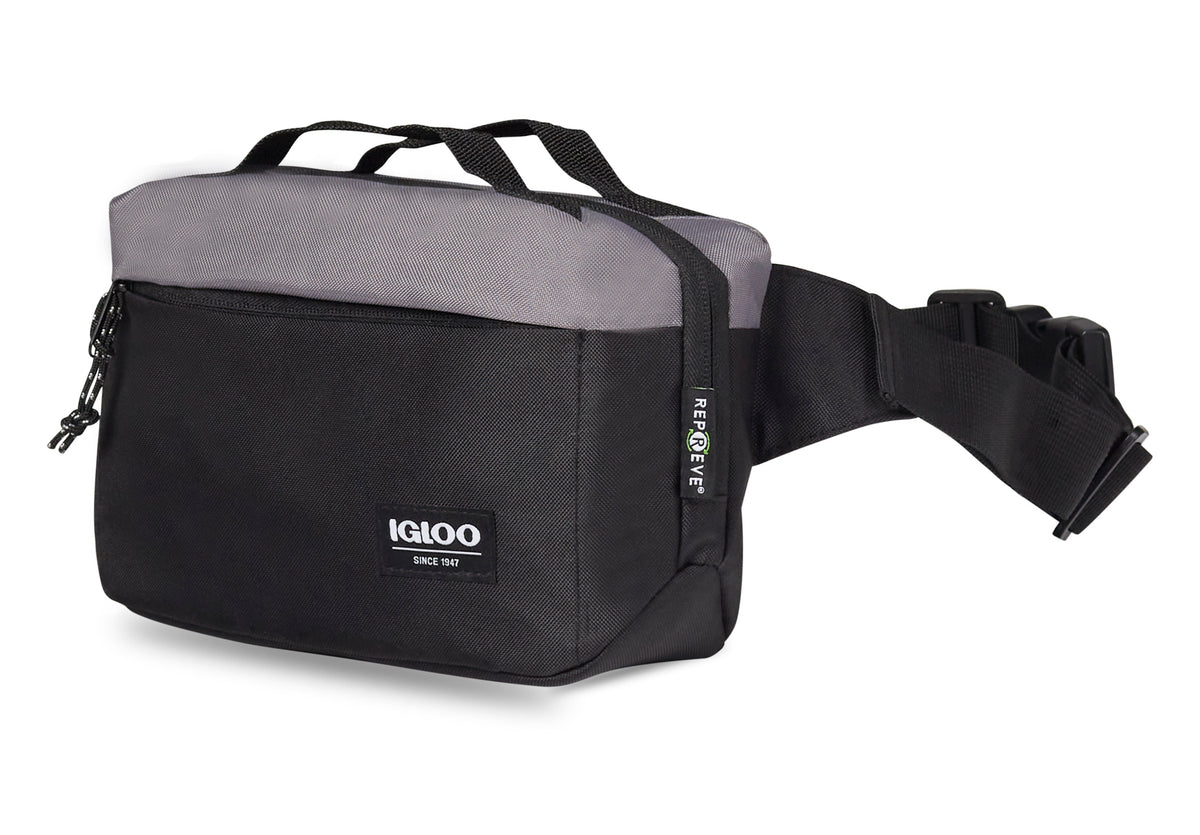 Black-Dark Grey Igloo® Fundamentals Hip Pack Cooler plain