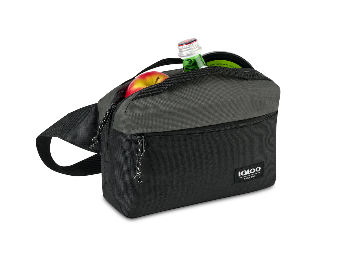 Black-Dark Grey Igloo® Fundamentals Hip Pack Cooler plain