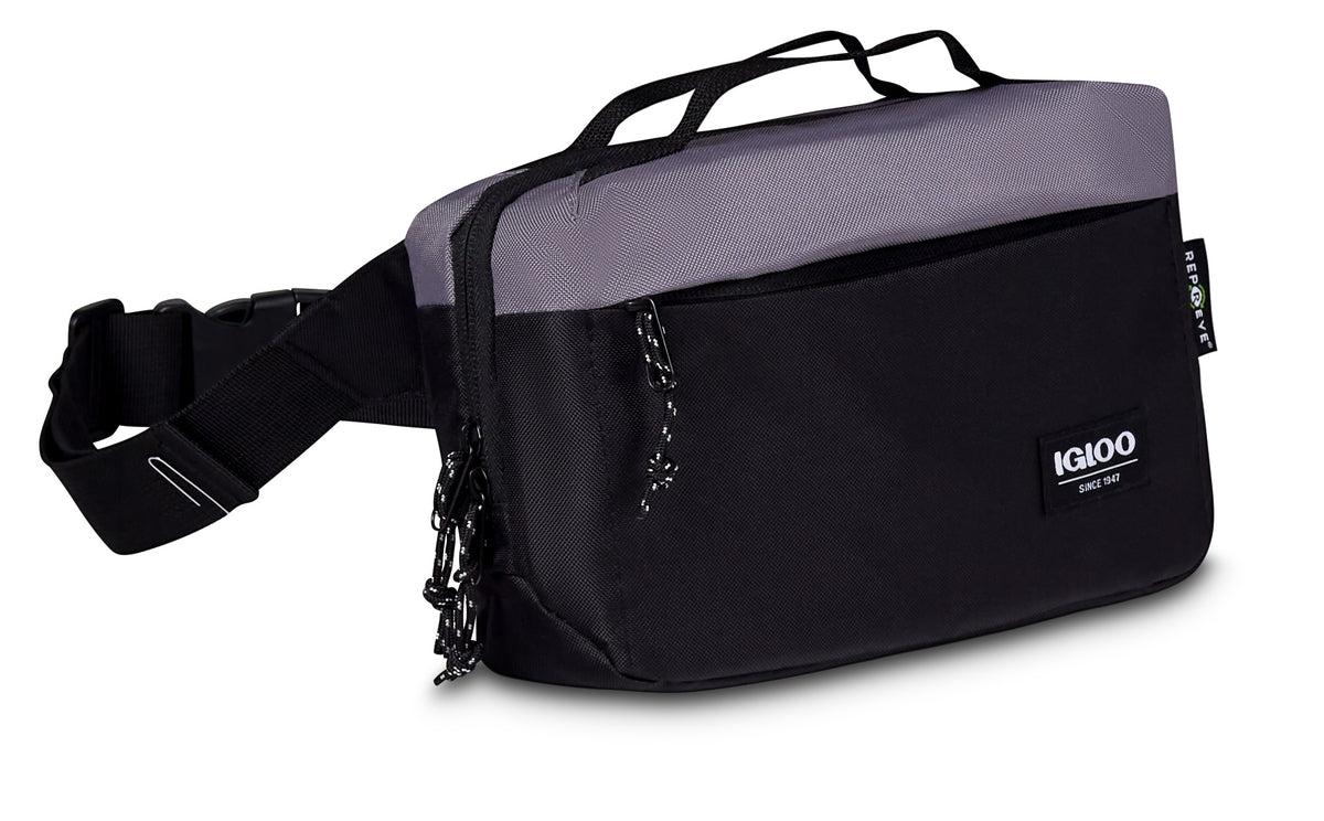 Black-Dark Grey Igloo® Fundamentals Hip Pack Cooler plain