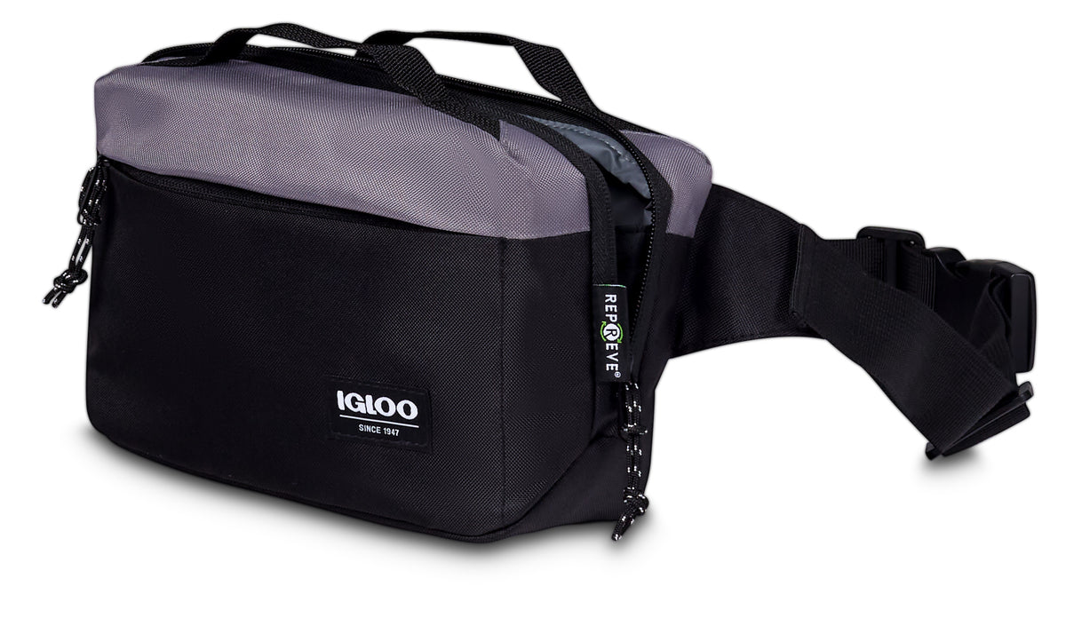Black-Dark Grey Igloo® Fundamentals Hip Pack Cooler plain