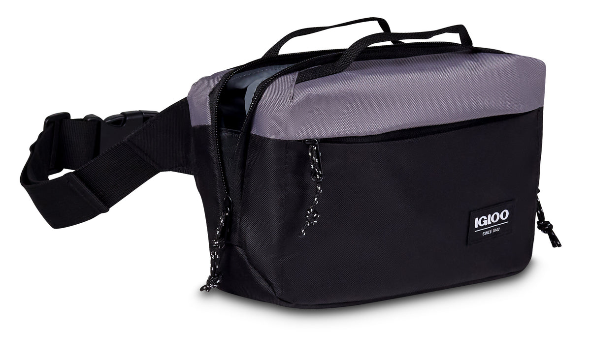 Black-Dark Grey Igloo® Fundamentals Hip Pack Cooler plain