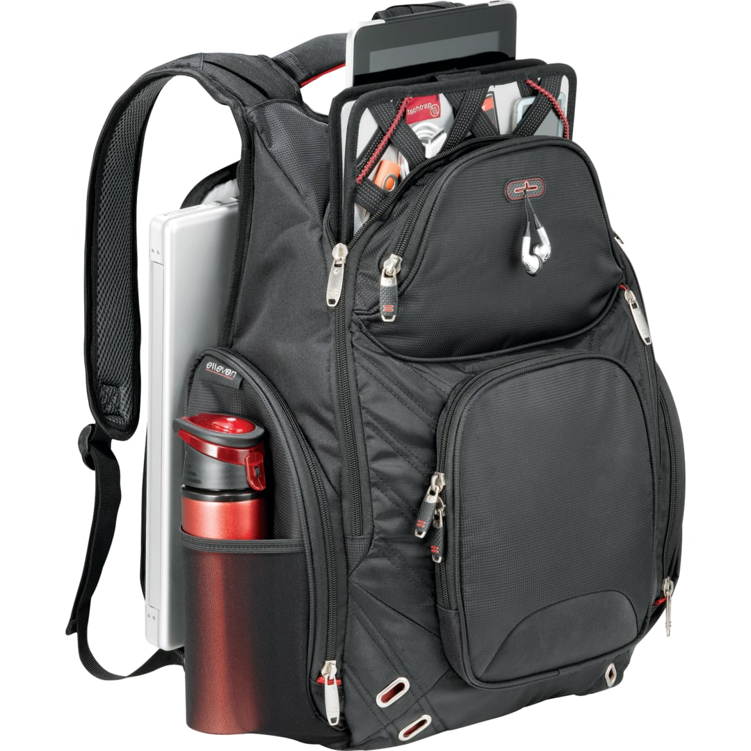 Black elleven™ Amped TSA 17" Computer Backpack plain