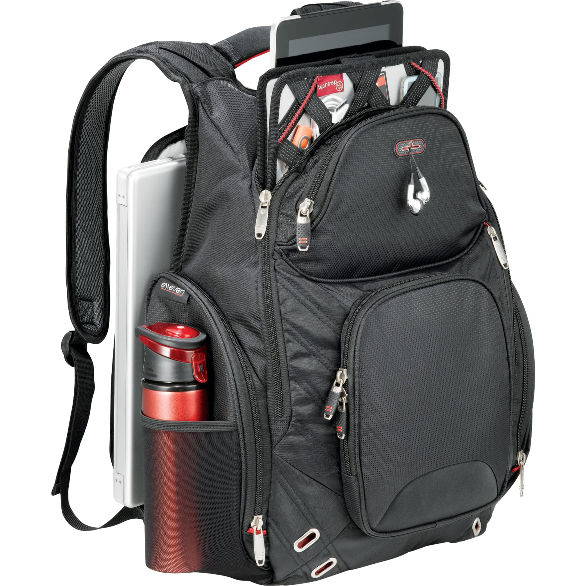 Black elleven™ Amped TSA 17" Computer Backpack plain