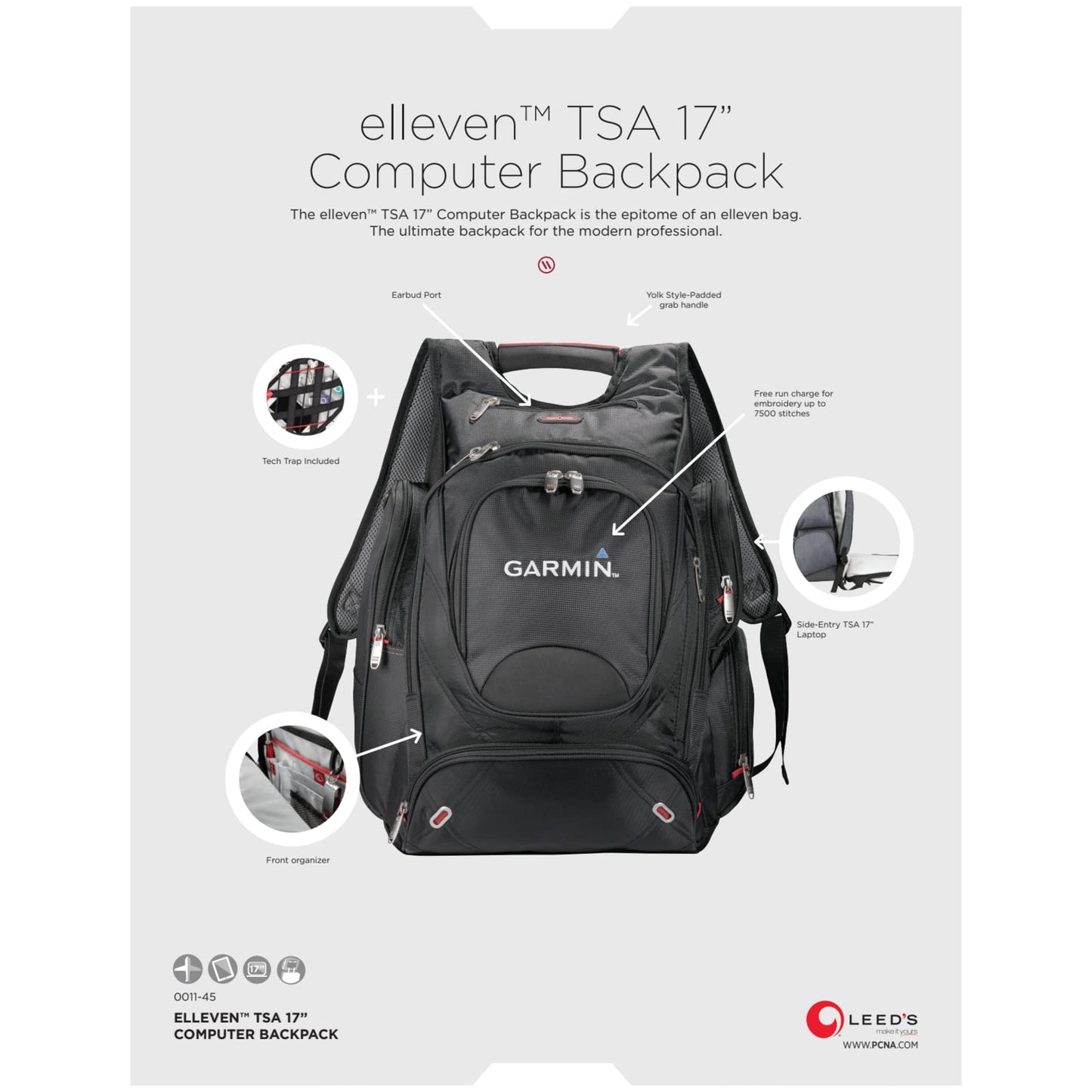 Black elleven™ TSA 17" Computer Backpack