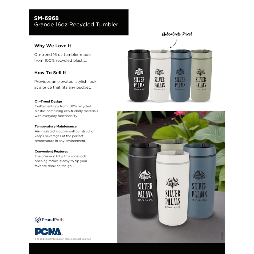Black Grande 16oz Recycled Tumbler