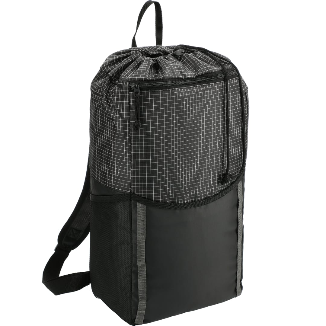 Black Grid 14L Drawstring Backpack plain