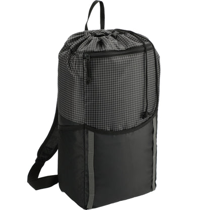 Black Grid 14L Drawstring Backpack plain
