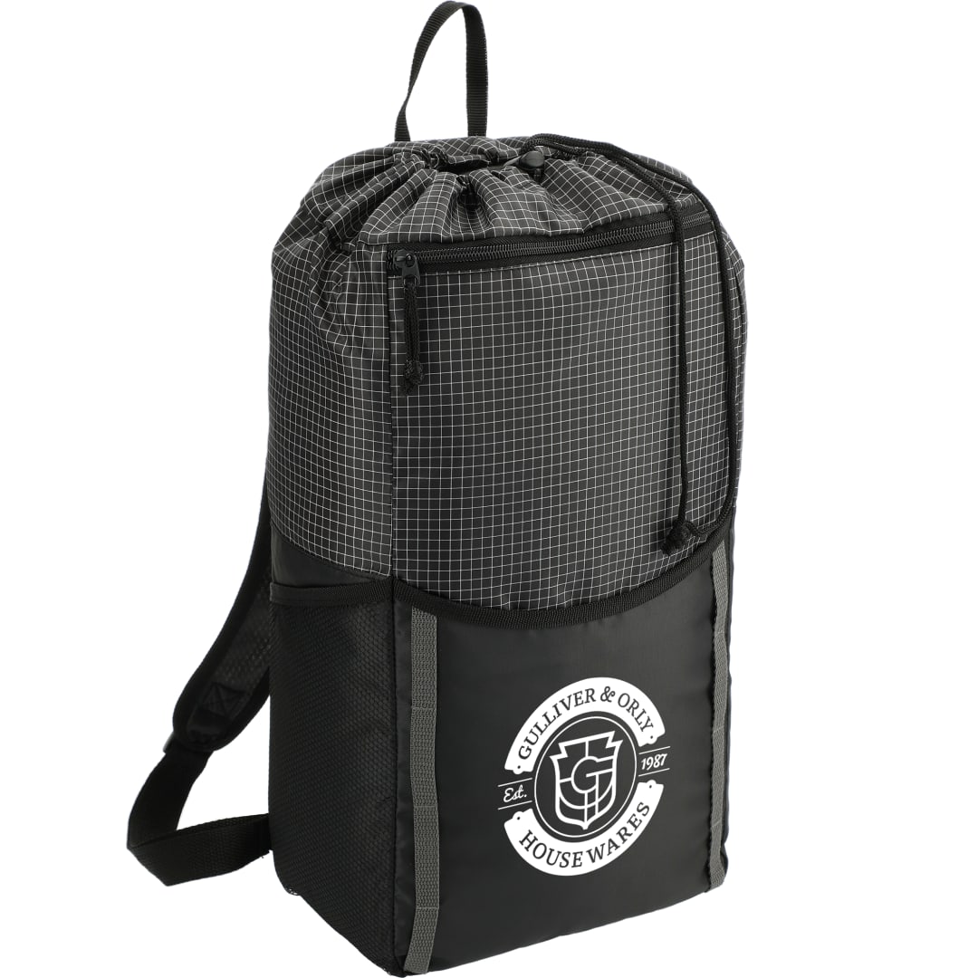 Black Grid 14L Drawstring Backpack