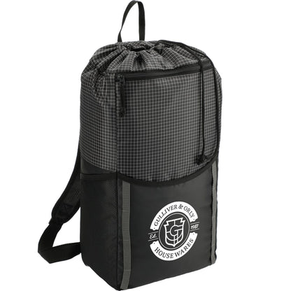Black Grid 14L Drawstring Backpack
