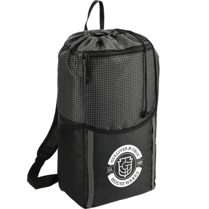 Black Grid 14L Drawstring Backpack