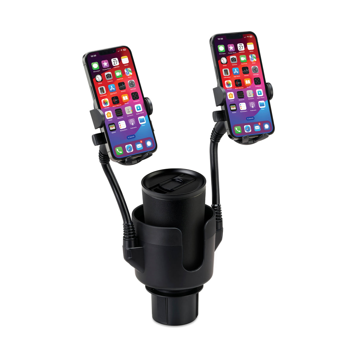 Black iLive™ Cup Holder with Dual Mobile Phone Mount plain
