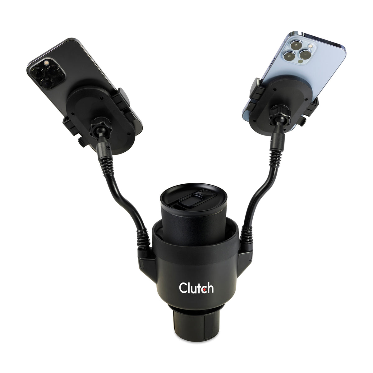 Black iLive™ Cup Holder with Dual Mobile Phone Mount