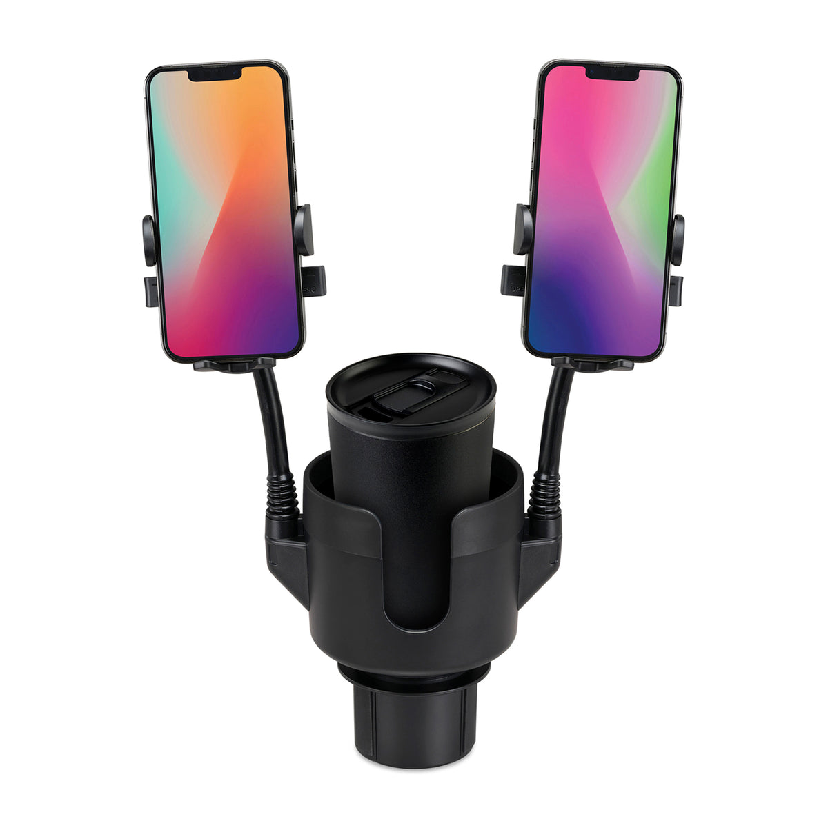 Black iLive™ Cup Holder with Dual Mobile Phone Mount