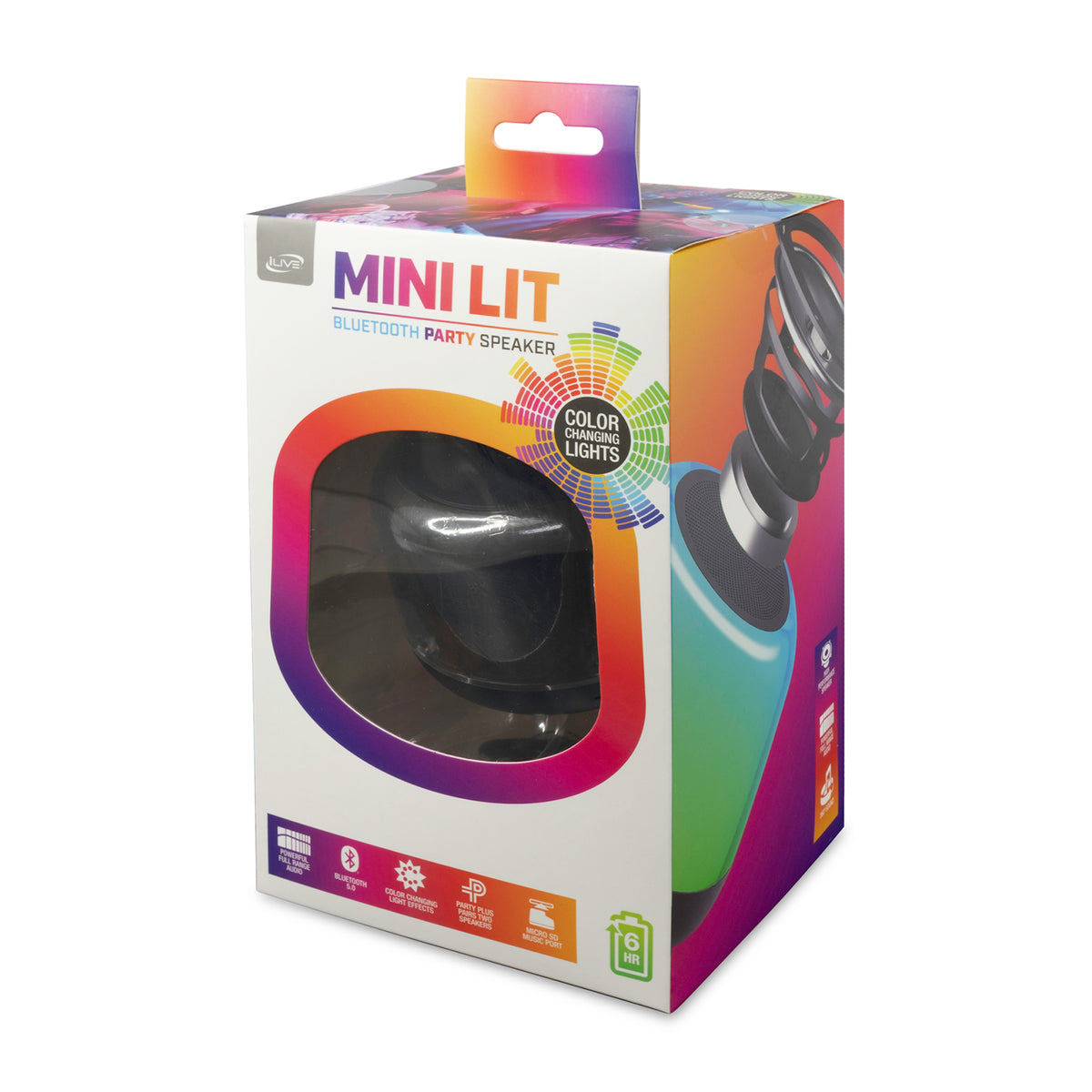 Black iLive™ Mini Lit Bluetooth Party Speaker