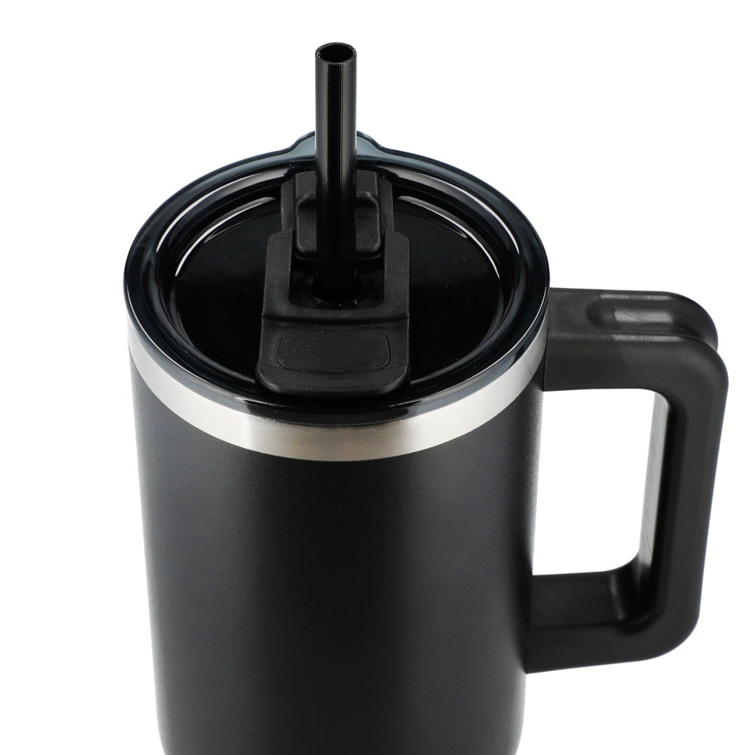 Black Pinnacle Recycled Travel Tumbler with Straw 40oz plain