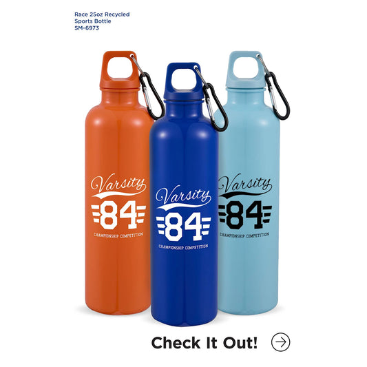 Black Race 25oz  Recycled Bottle with Carabiner