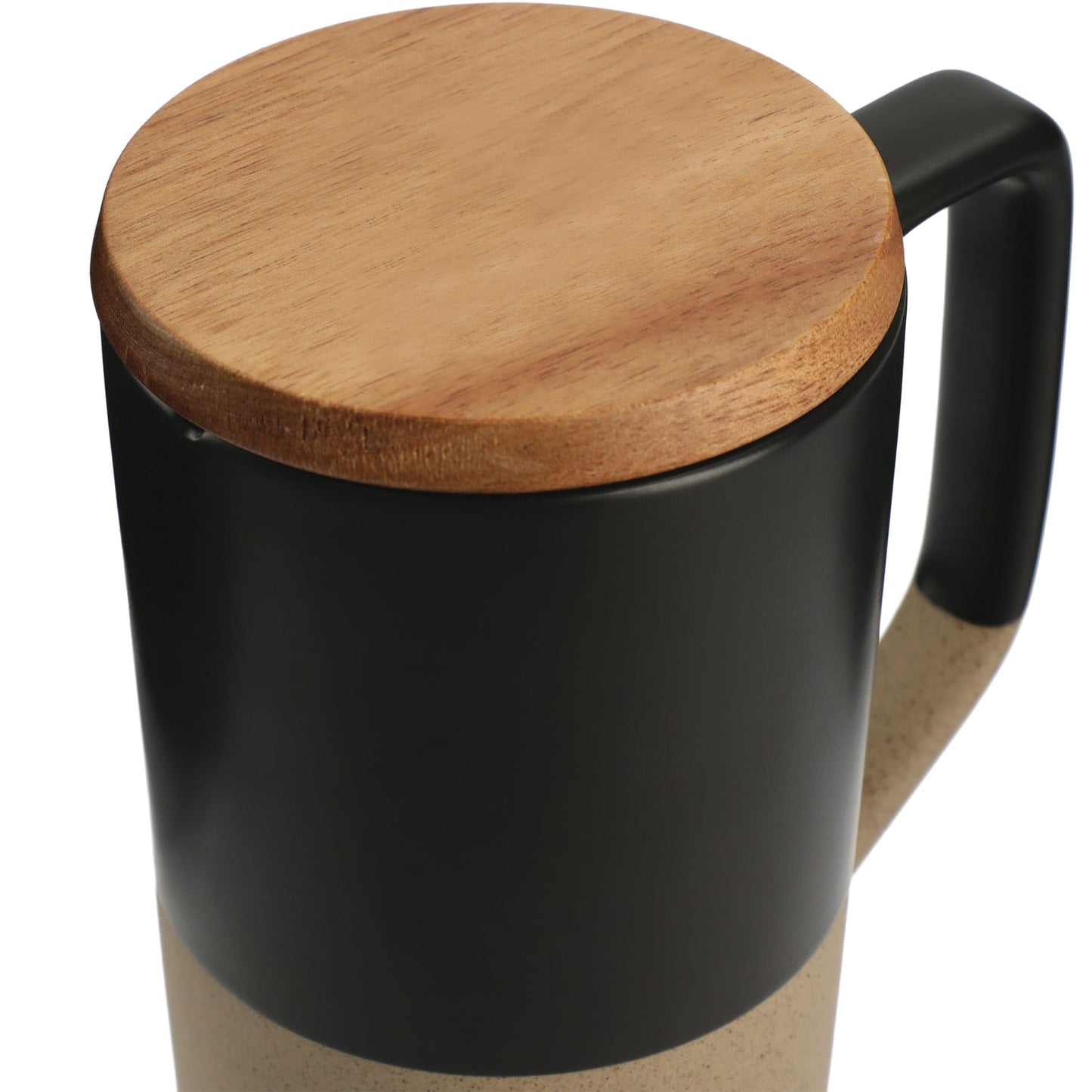 Black Tahoe Tea & Coffee Ceramic Mug with Wood Lid 16oz plain