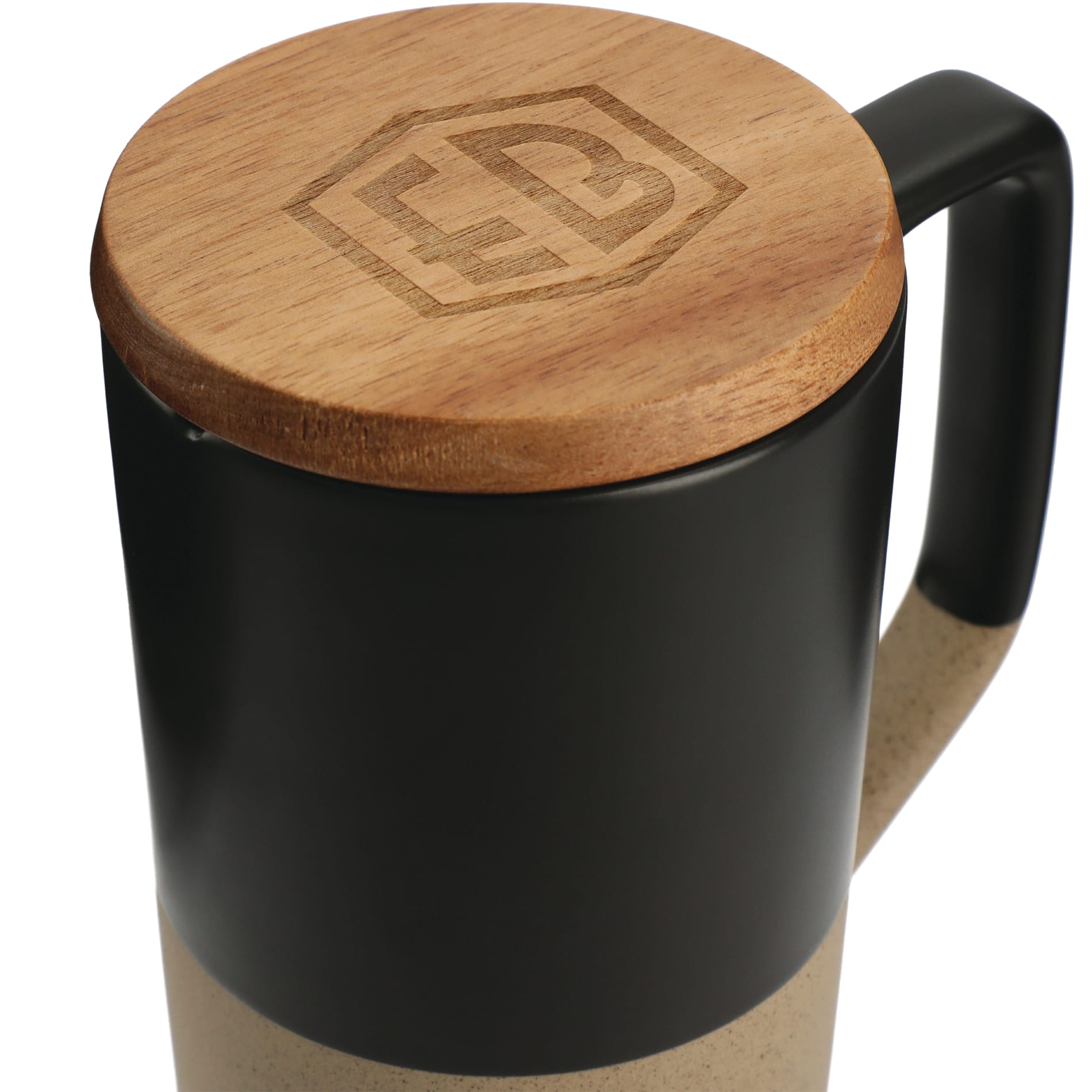 Black Tahoe Tea & Coffee Ceramic Mug with Wood Lid 16oz