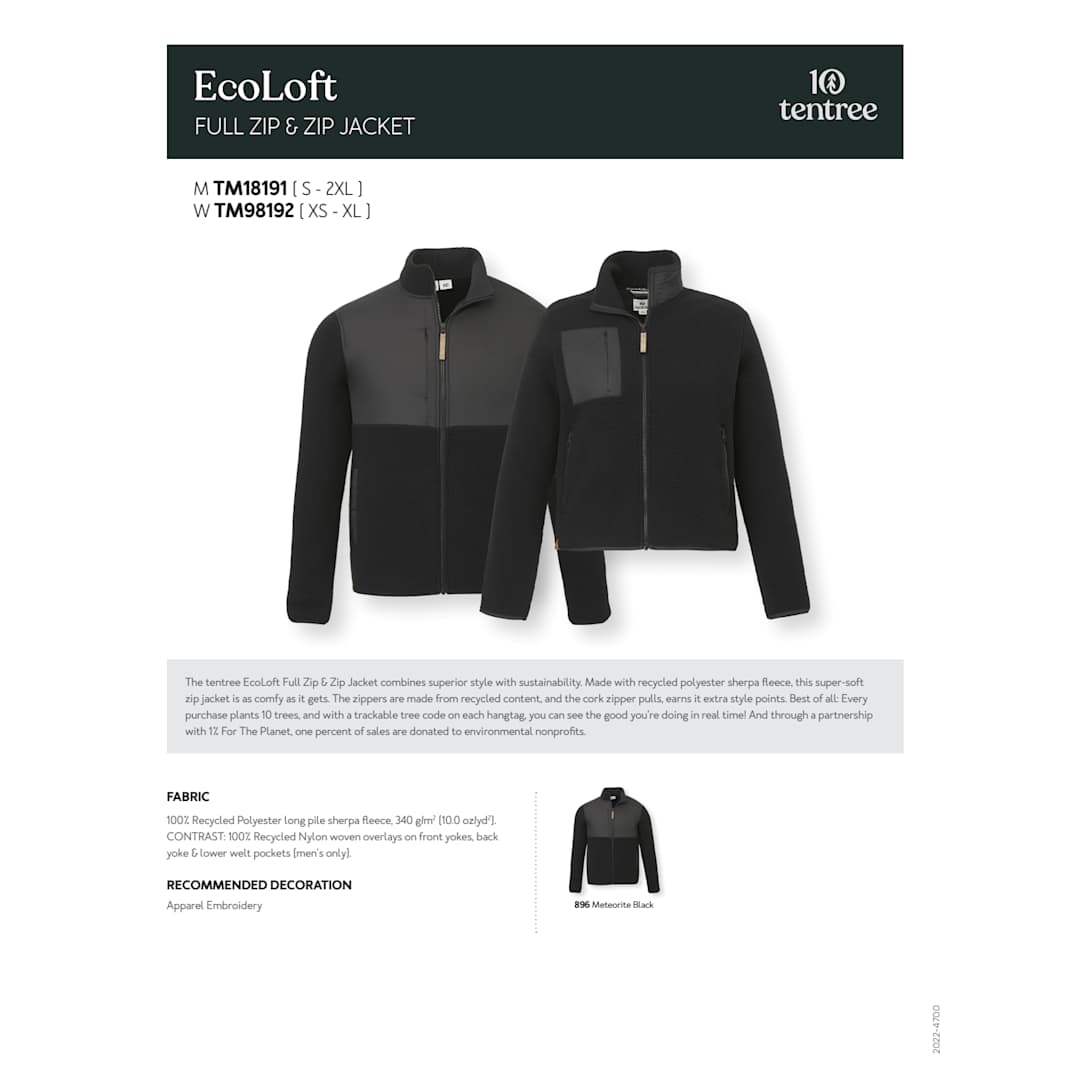 Black tentree EcoLoft Full Zip - Men's