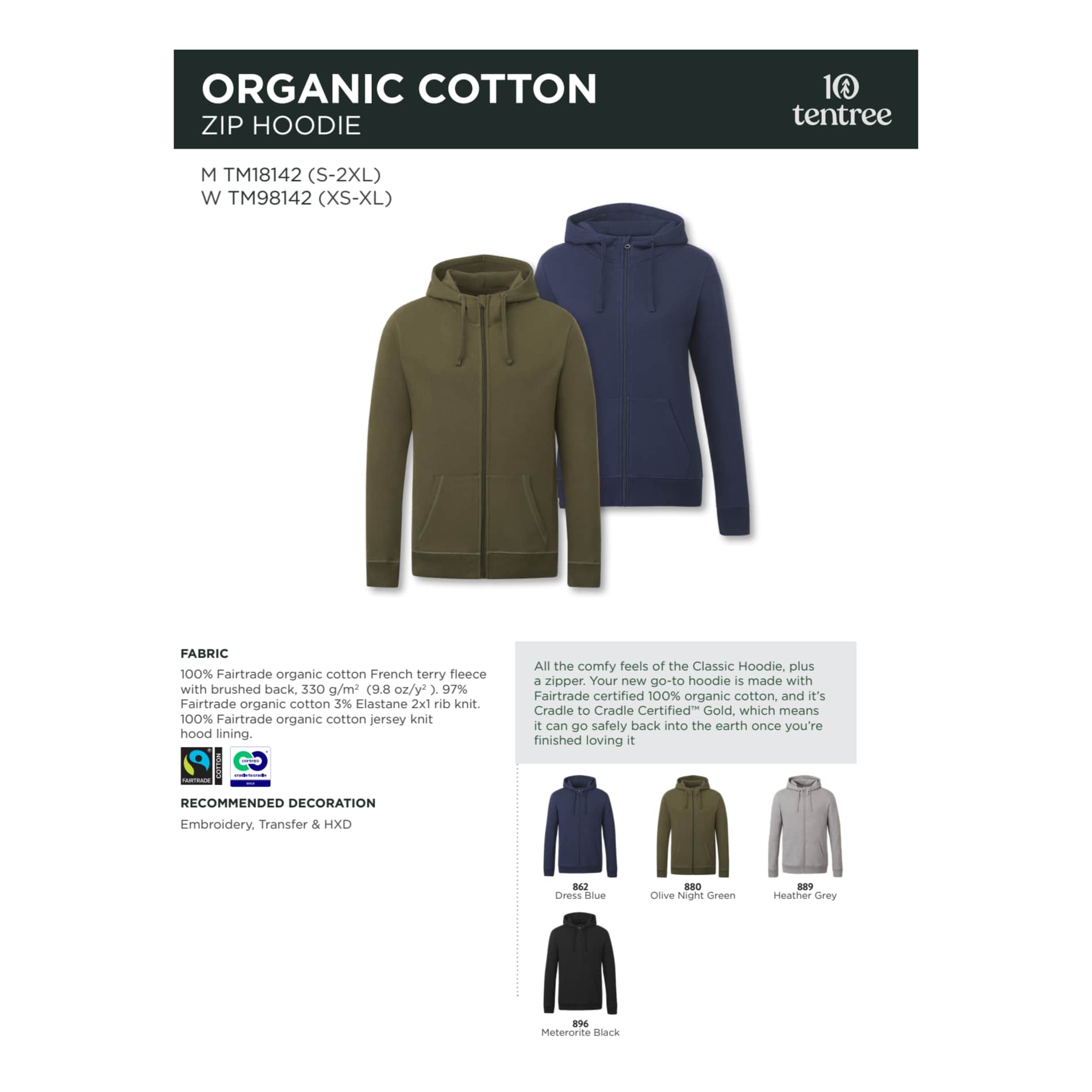 Black tentree Organic Cotton Zip Hoodie - Women's