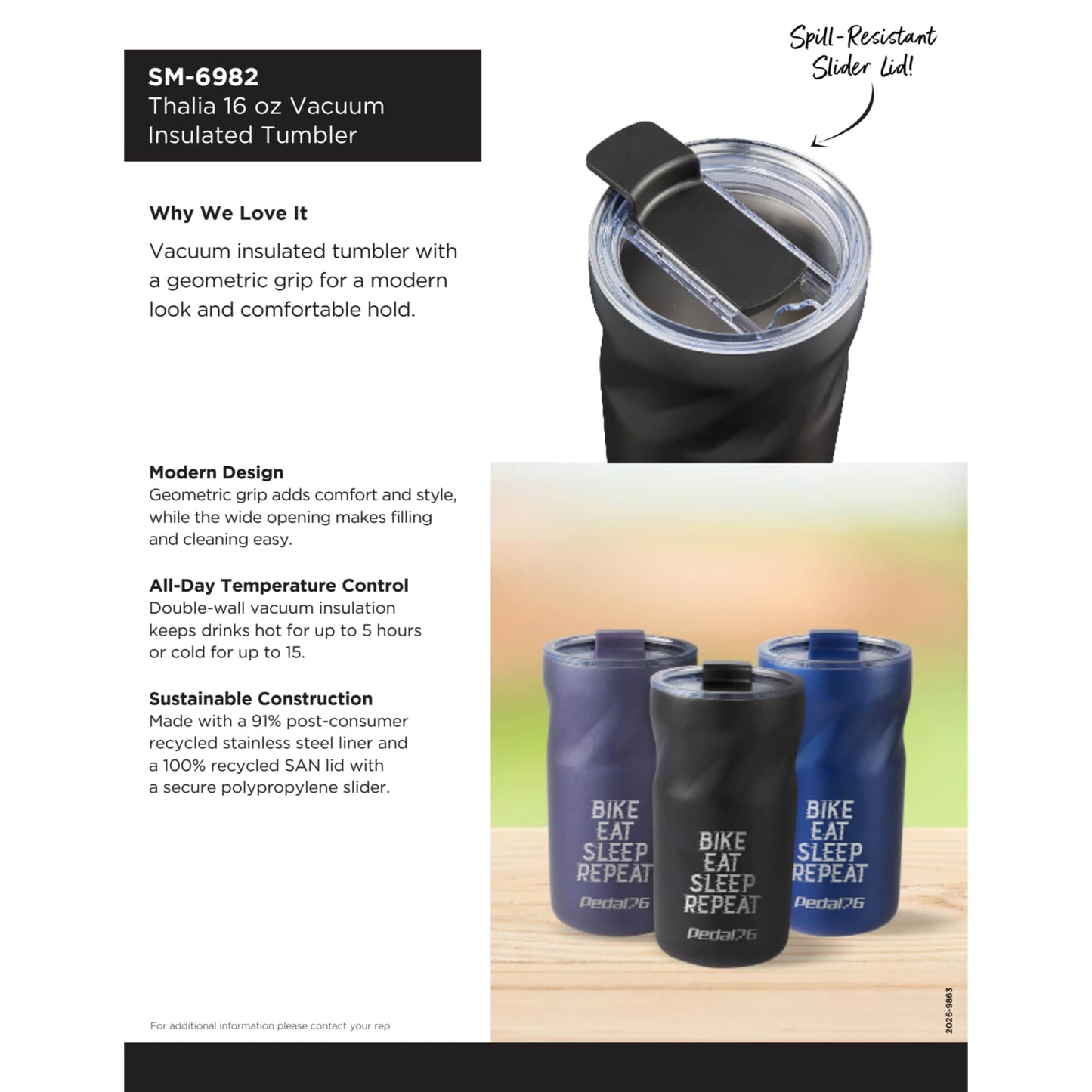 Black Thalia 16oz Vacuum Tumbler