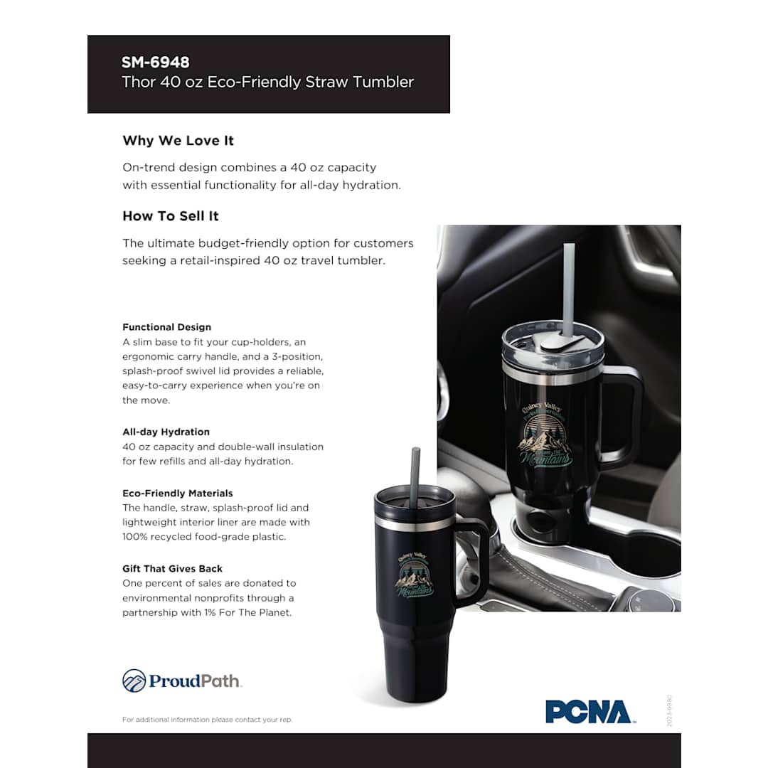 Black Thor 40oz Straw Tumbler